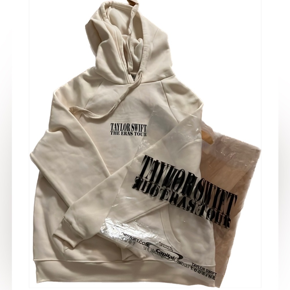 New Official Taylor Swift Beige Hoodie Small with Merch Bag
